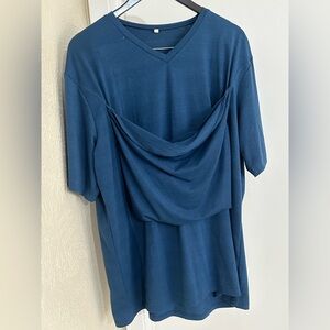 NWOT Blue Maternity Shirt with Baby Pouch!